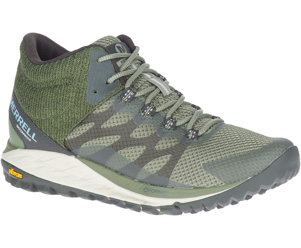 Merrell Sneakers Dame - Antora 2 Mid Waterproof Wide Width - Olivengrøn - JER284379